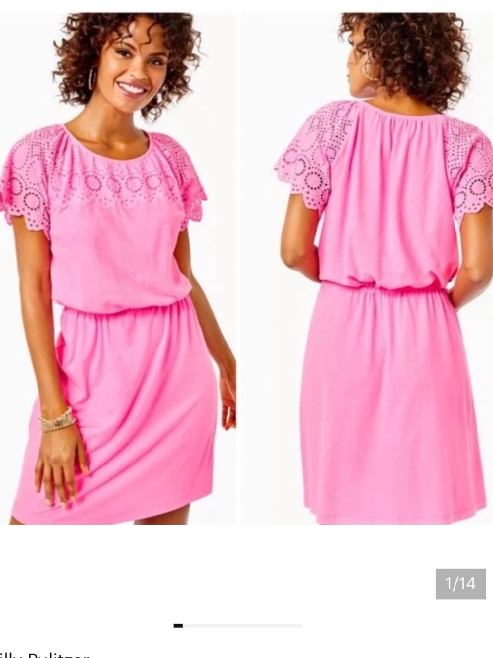 Lilly Pulitzer Taylinn Bright Hot Pink Eyelet Ruffle Dress NWT M